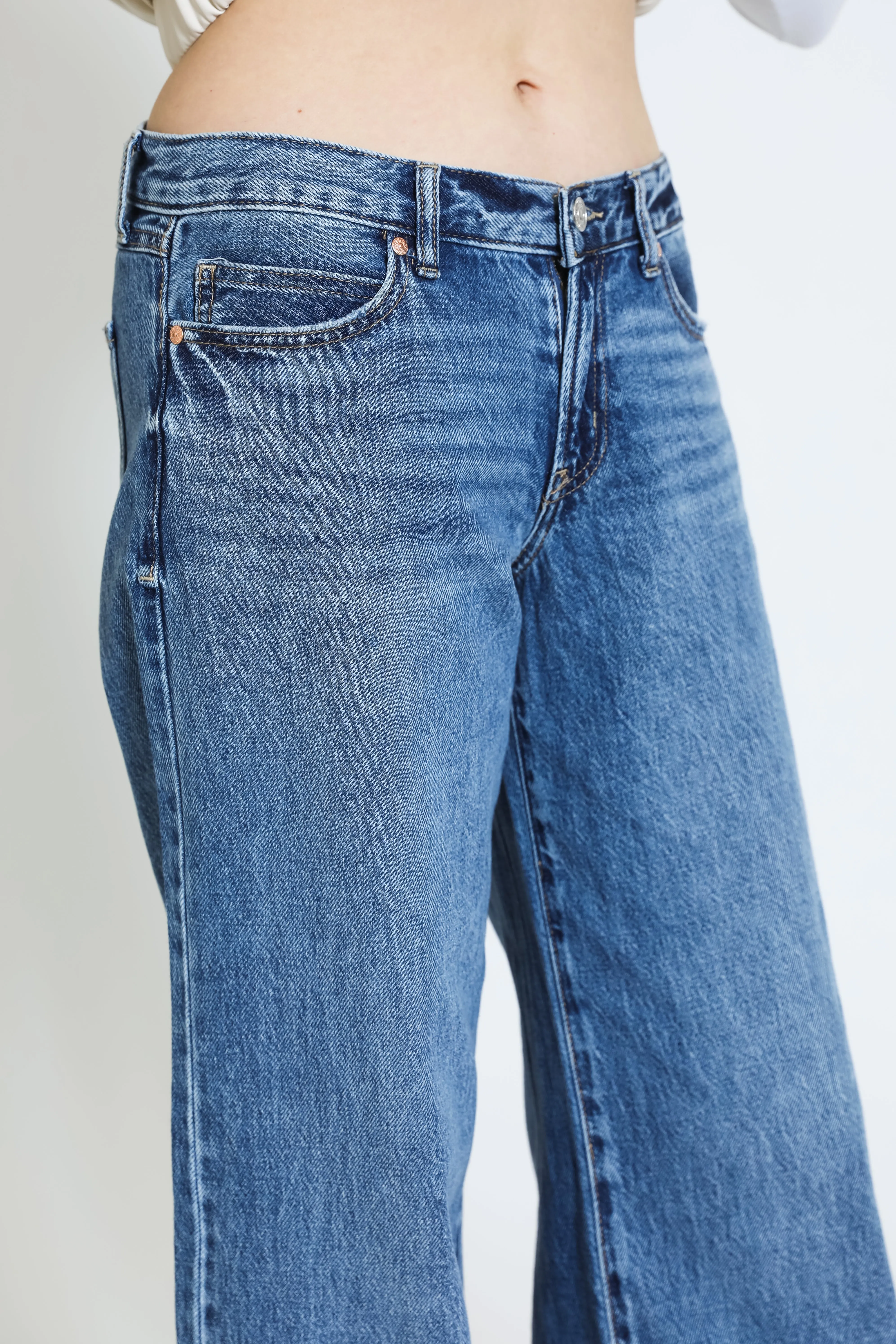 Ashley Classic Low Rise A-Line Baggy Jeans - Light Indigo