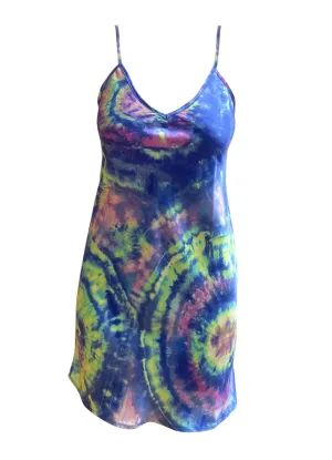 Aura Geode Tie Dye Silk Slip Mini Dress