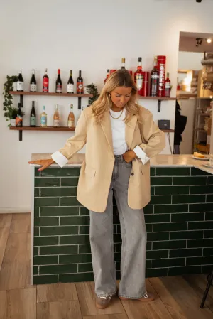 Beige Striped Gaspard Blazer