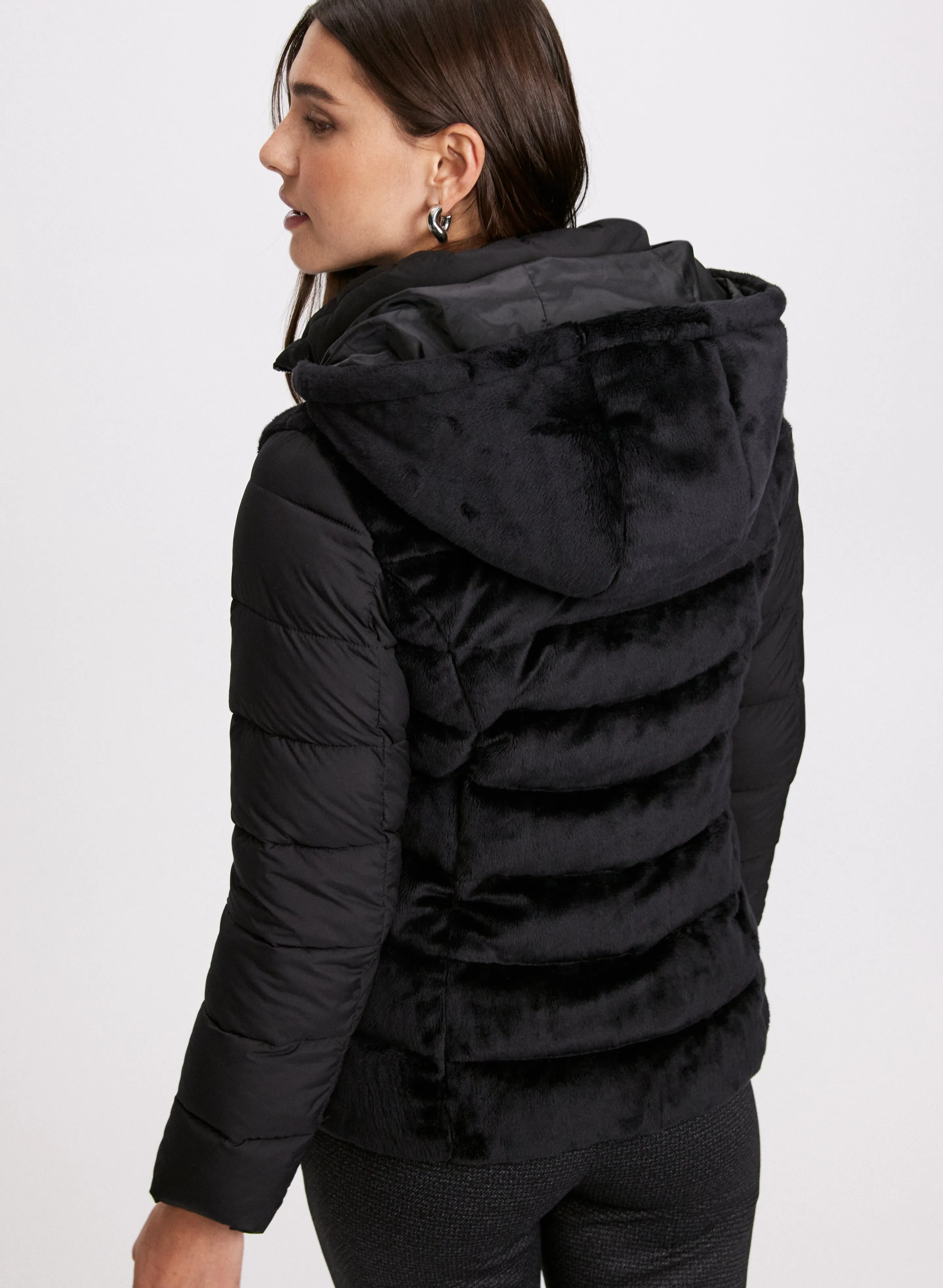 Bernardo - Mixed Plush Puffer Jacket