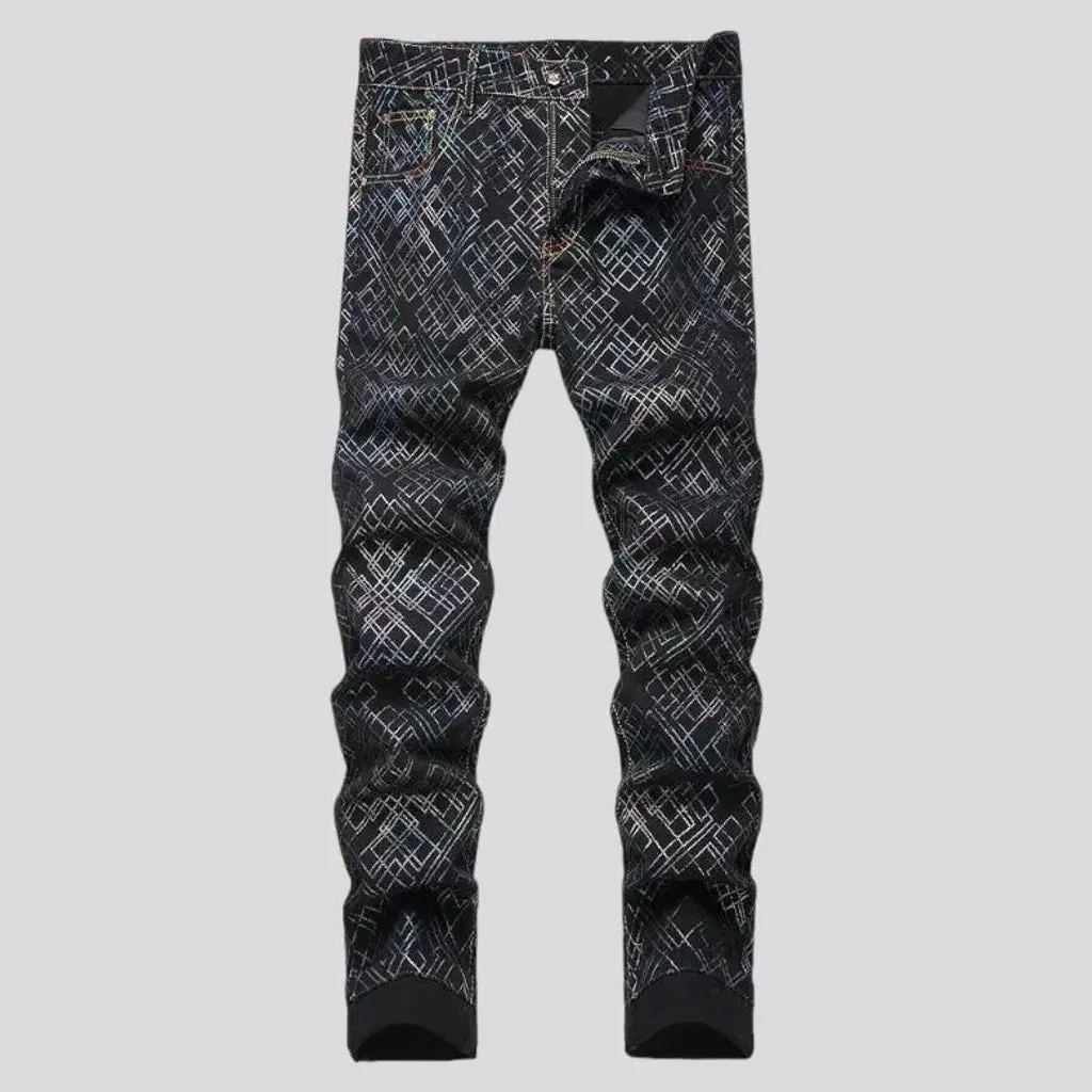 Black men's painted jeans