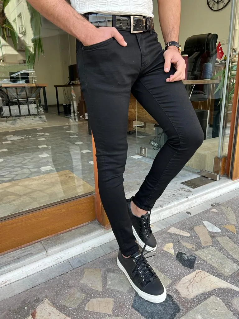 Black Slim Fit Jeans for Men by GentWith.com | Free Worldwide Shipping