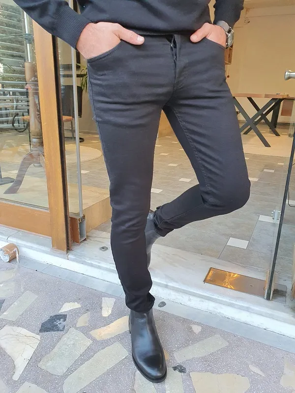 Black Slim Fit Jeans for Men by GentWith.com