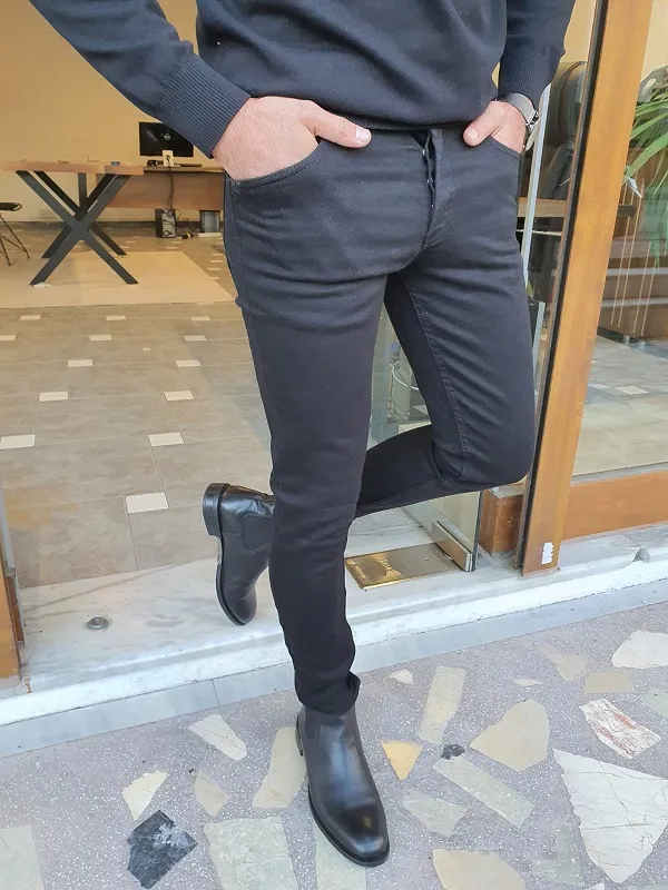 Black Slim Fit Jeans for Men by GentWith.com