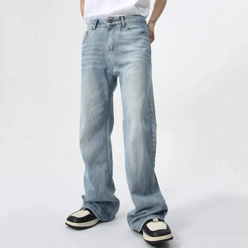 Boot Cut Men's Jeans New Trendy Wahsed Gradient Color Wide Leg Male Denim Pants Summer Casual Trousers Trend 9C6170