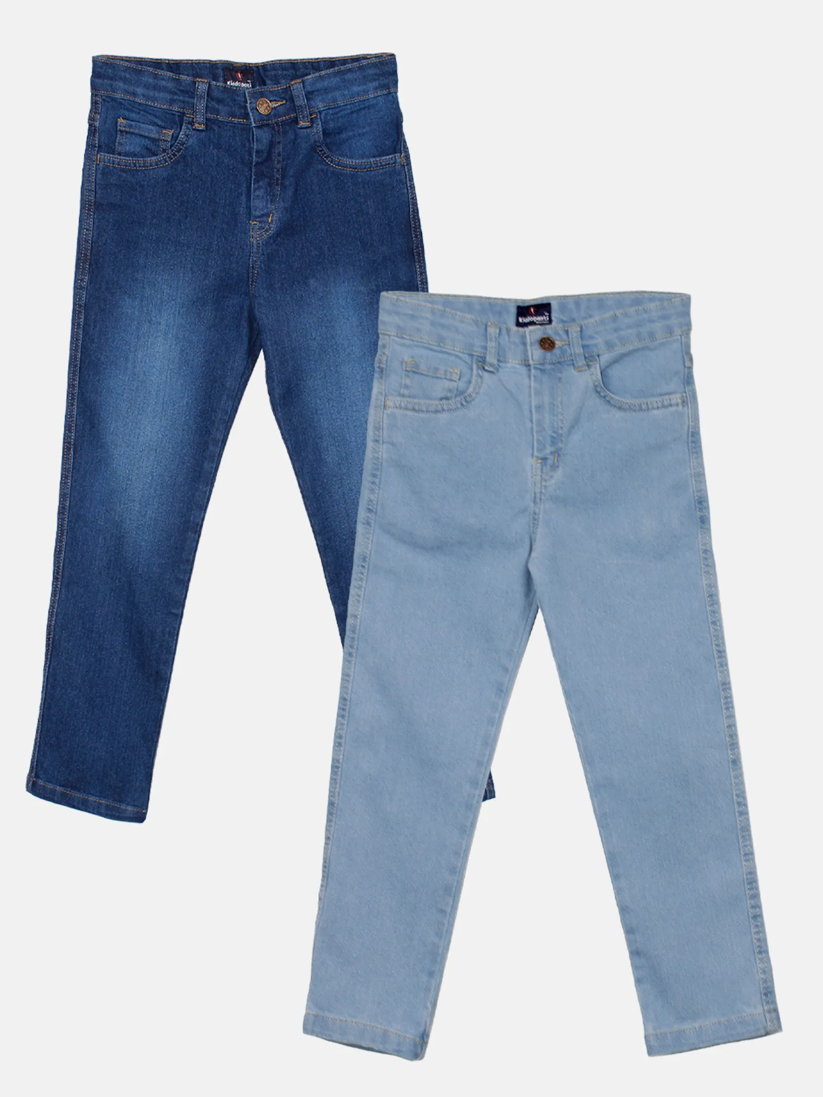 Boys Pack of 2 Denim Full Length Washed Jeans With Stretch