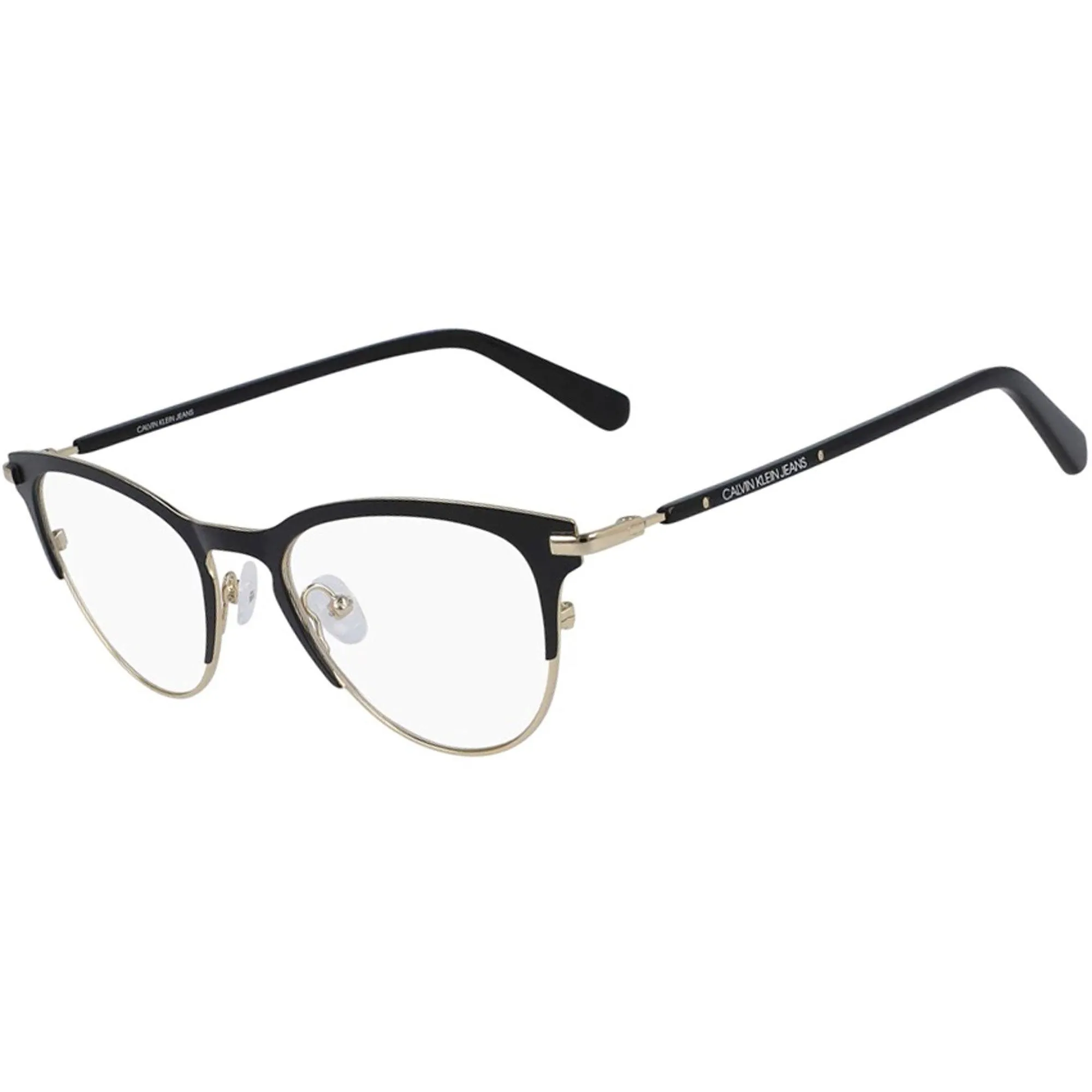 Calvin Klein Jeans Women's Eyeglasses - Satin Black and Gold Frame | CKJ20302 001