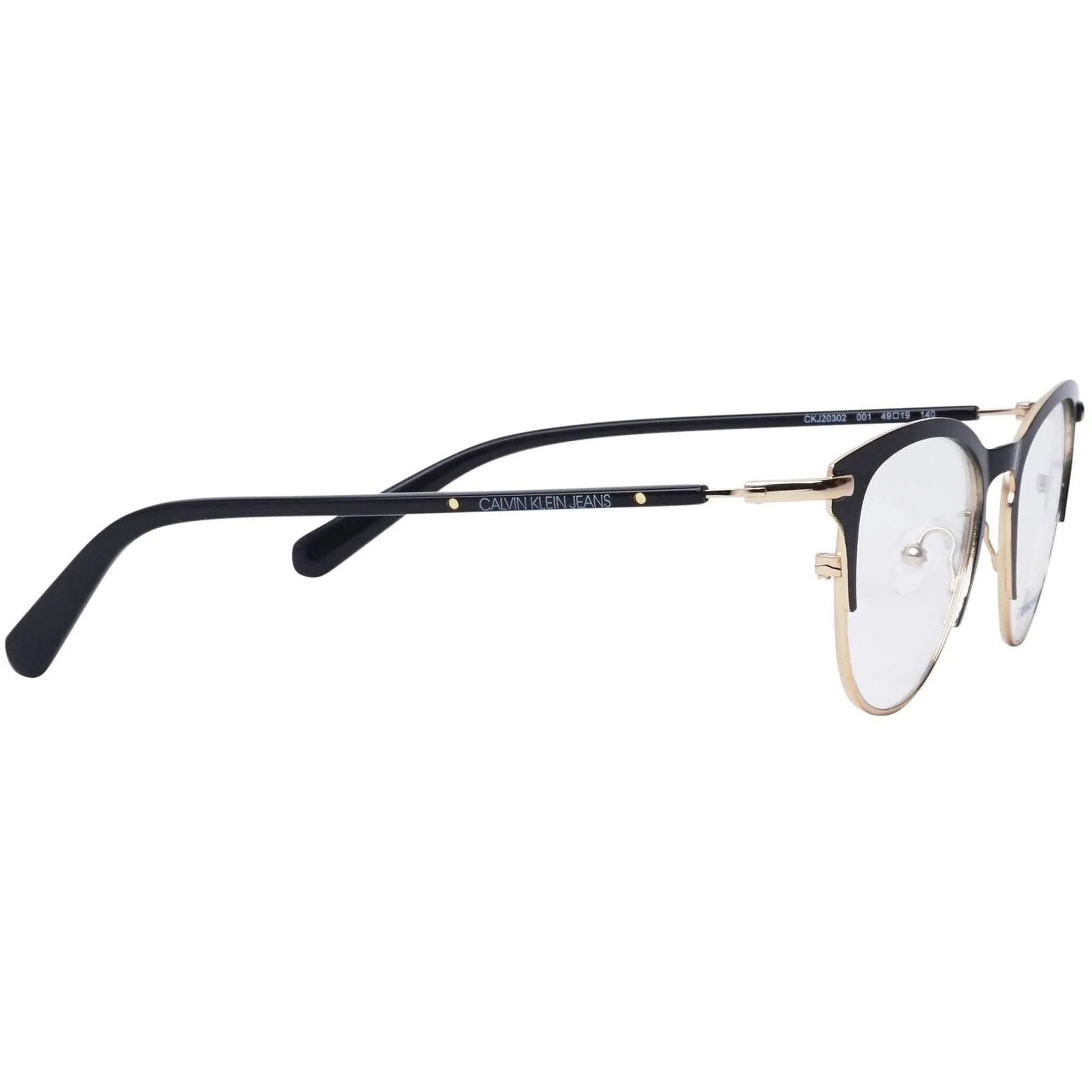 Calvin Klein Jeans Women's Eyeglasses - Satin Black and Gold Frame | CKJ20302 001