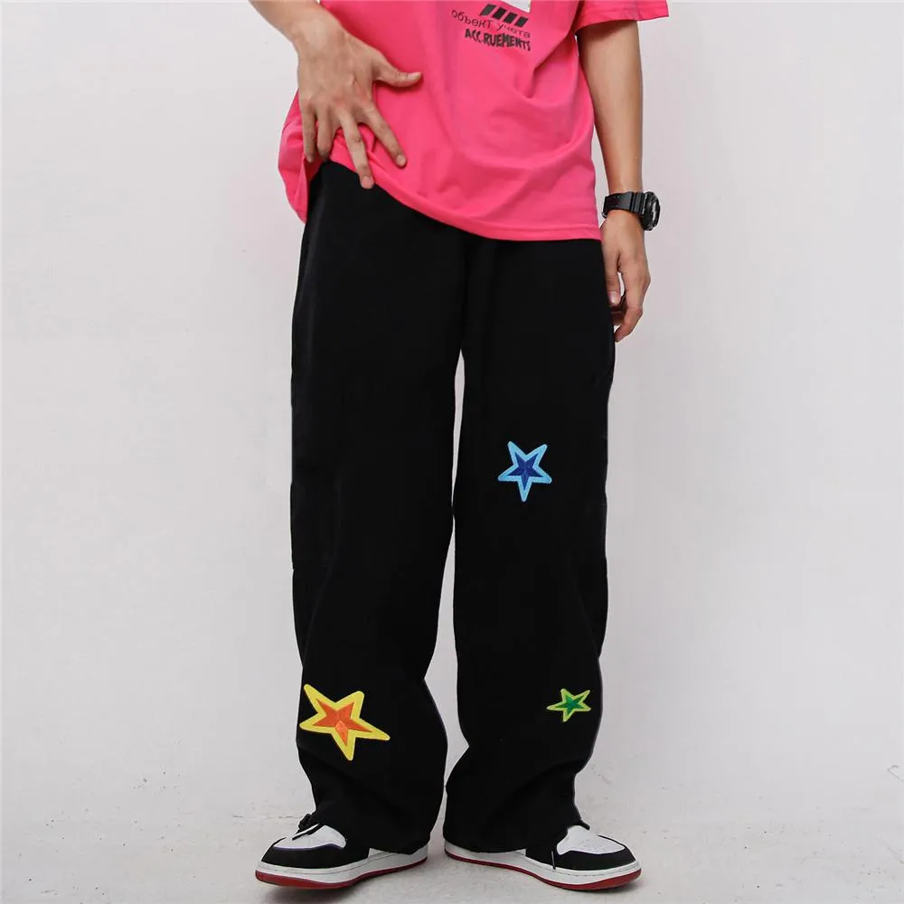 Contrast print street hip-hop trousers jeans