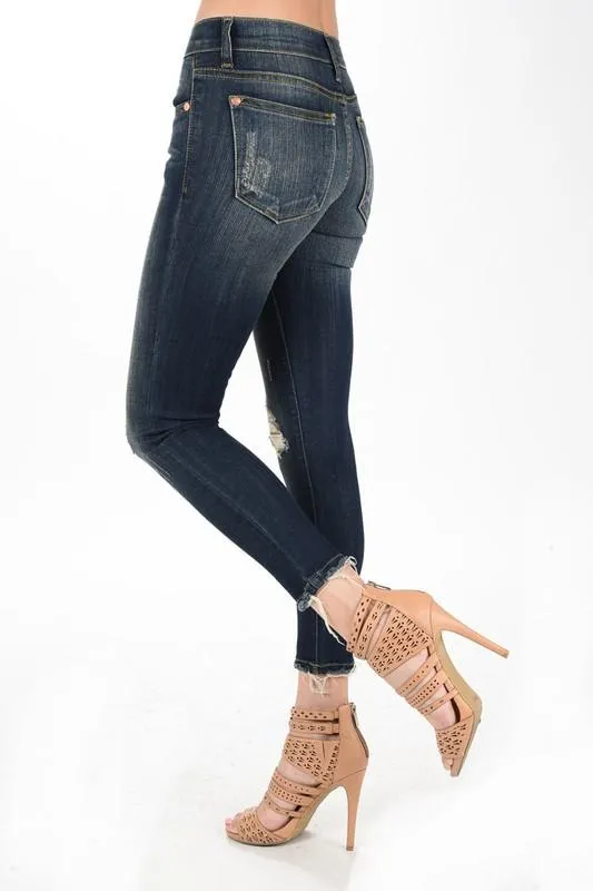 Cropped Ankle Fray Skinny Jeans