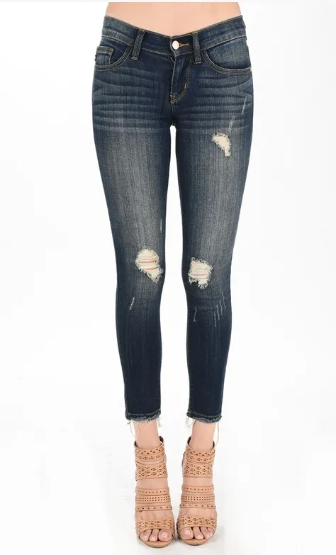 Cropped Ankle Fray Skinny Jeans