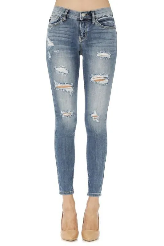 Cropped Ankle Fray Skinny Jeans