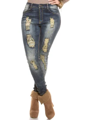 Curvy Girl Plus size ripped distressed worn look Skinny jeans