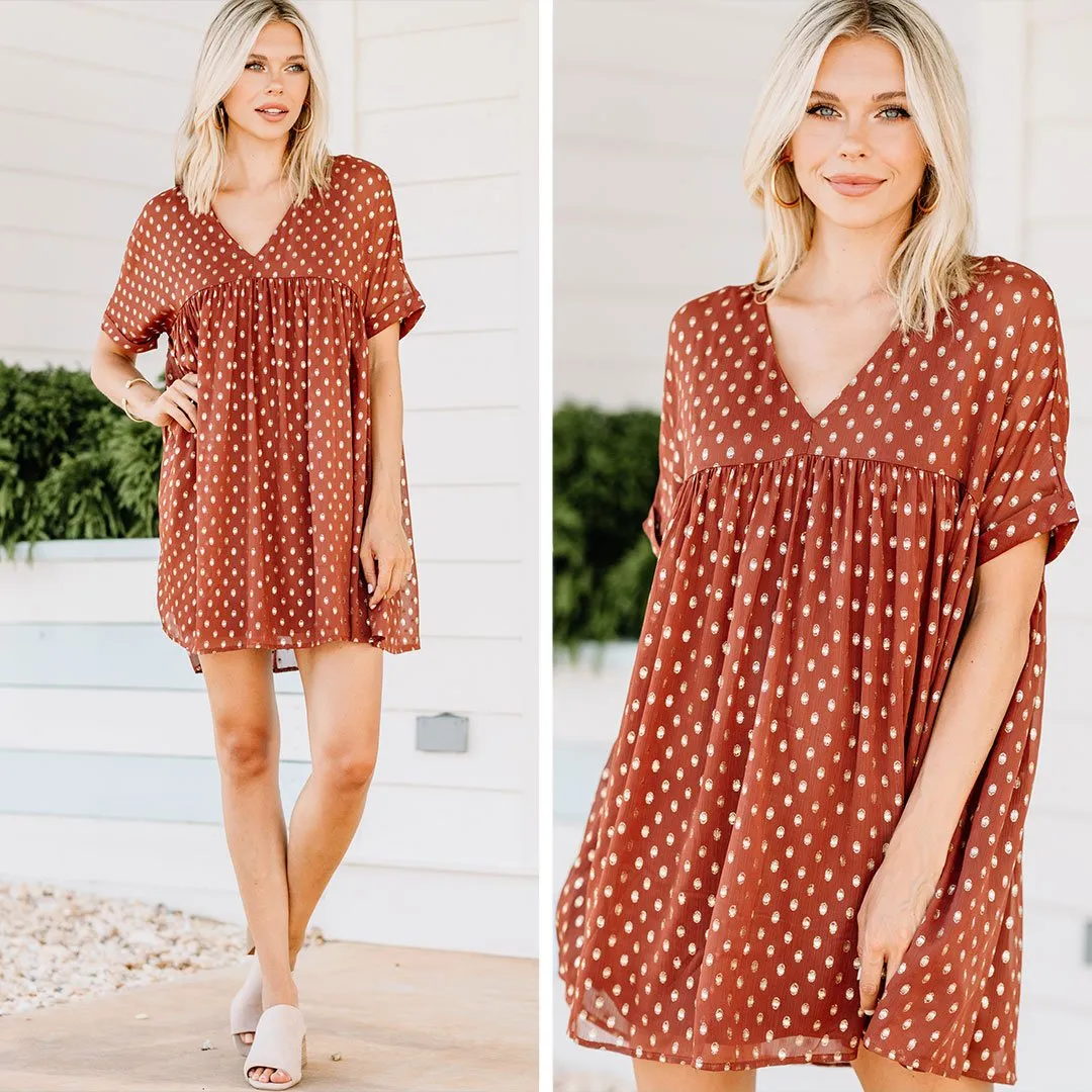 Do Your Thing Rust Orange Polka Dot Dress