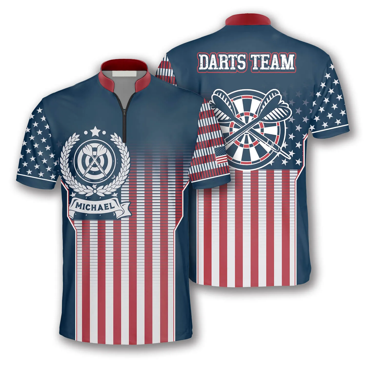 Gradient USA Flag Custom Darts Jerseys for Men, Uniform 3D Shirt for Dart Team