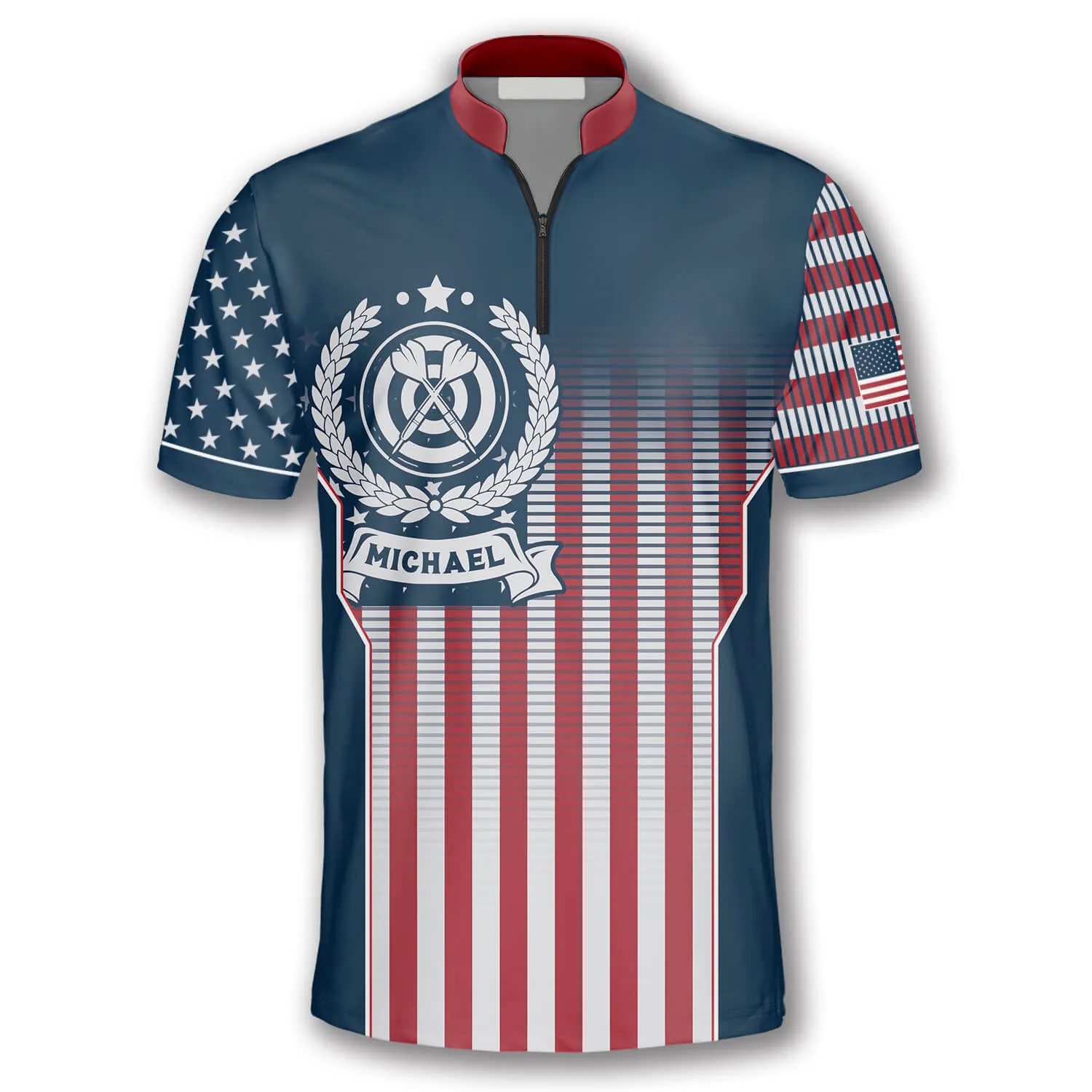 Gradient USA Flag Custom Darts Jerseys for Men, Uniform 3D Shirt for Dart Team