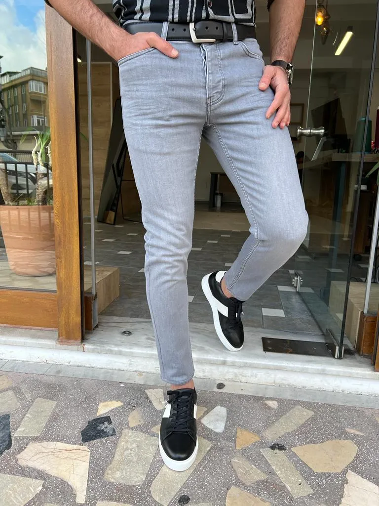 Gray Slim Fit Jeans for Men by GentWith.com | Free Worldwide Shipping