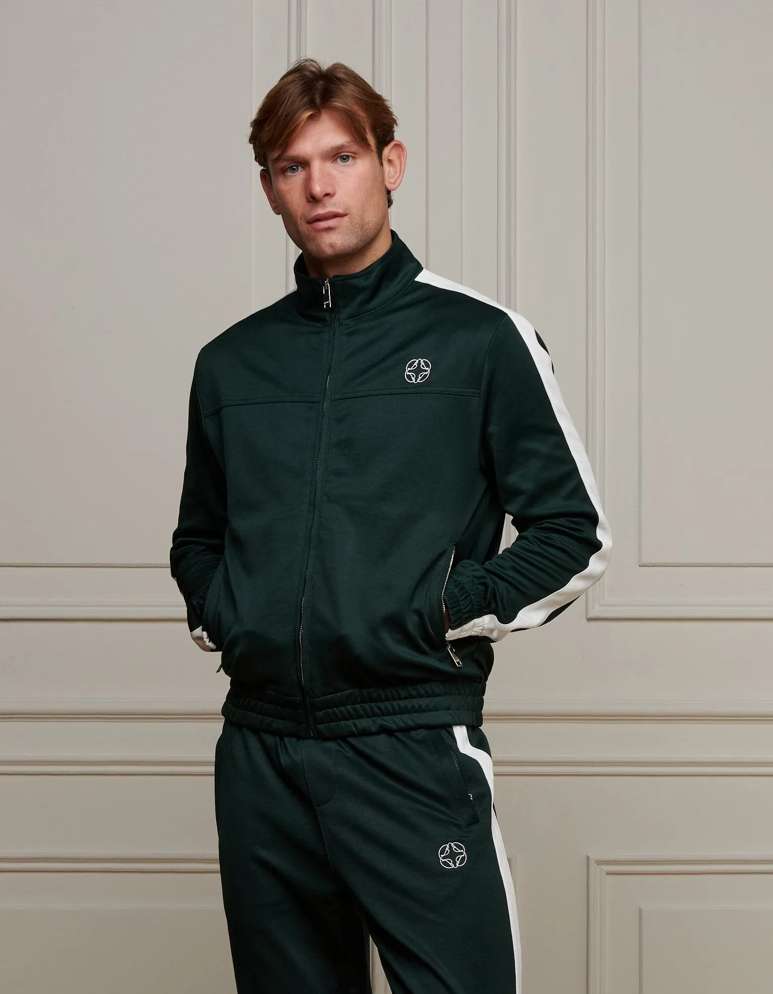 Green Contrast Stripe Track Jacket