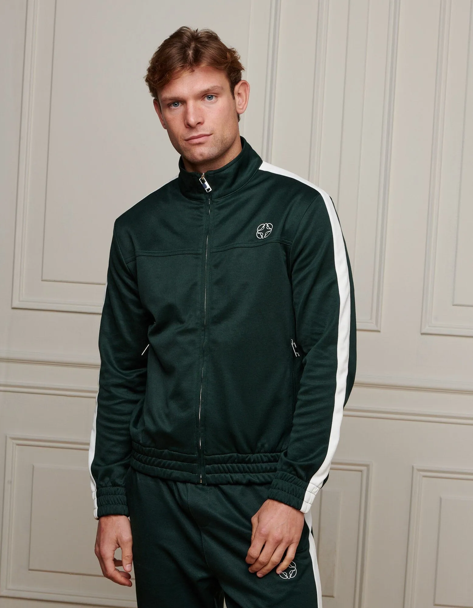 Green Contrast Stripe Track Jacket