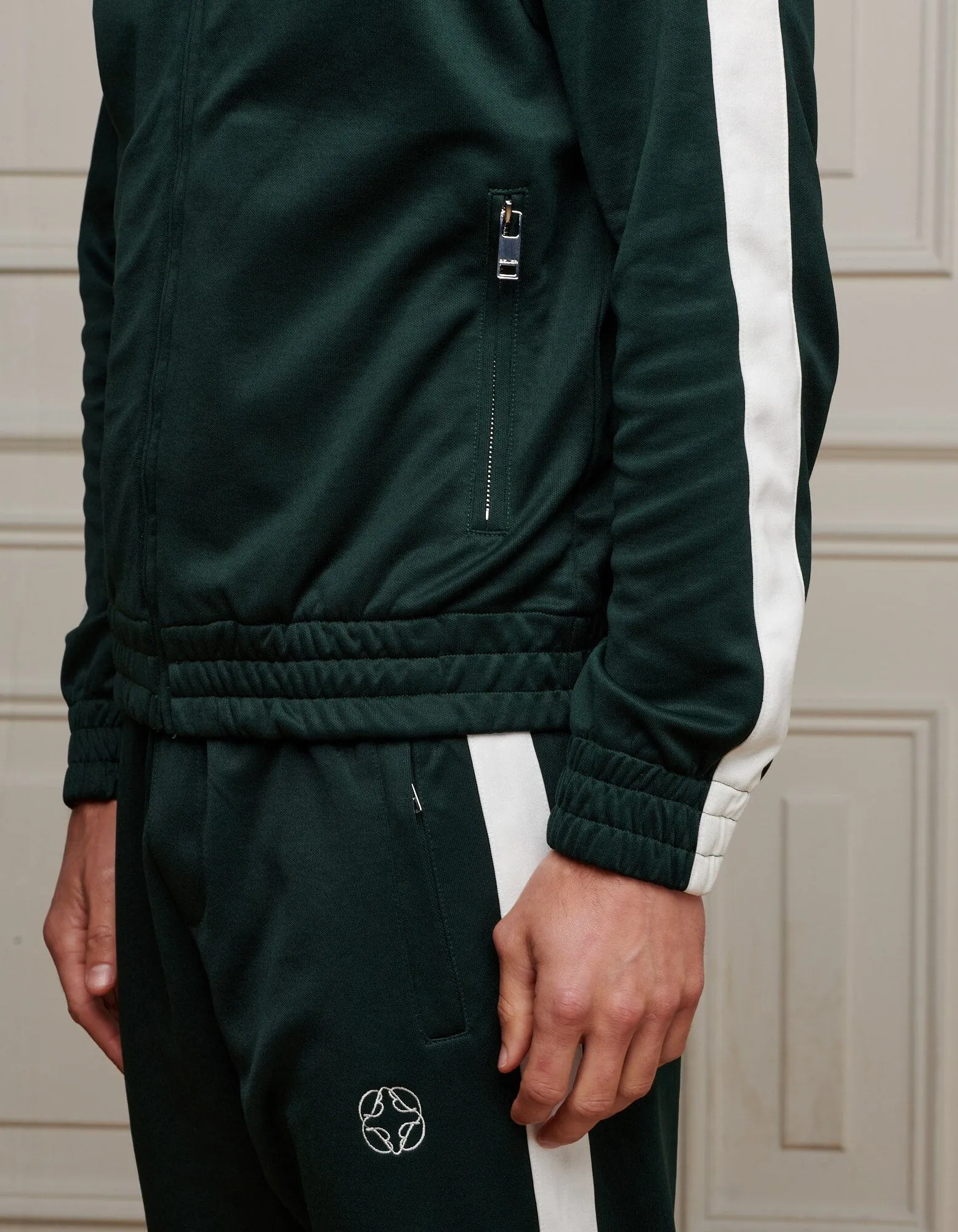 Green Contrast Stripe Track Jacket