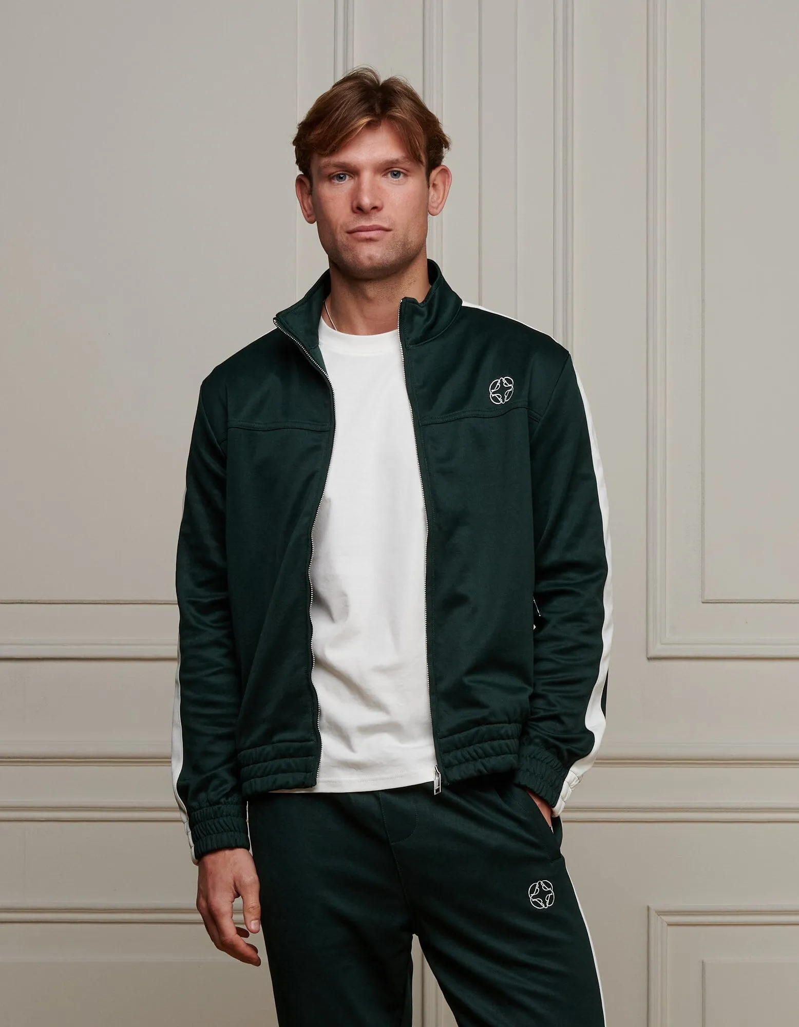 Green Contrast Stripe Track Jacket