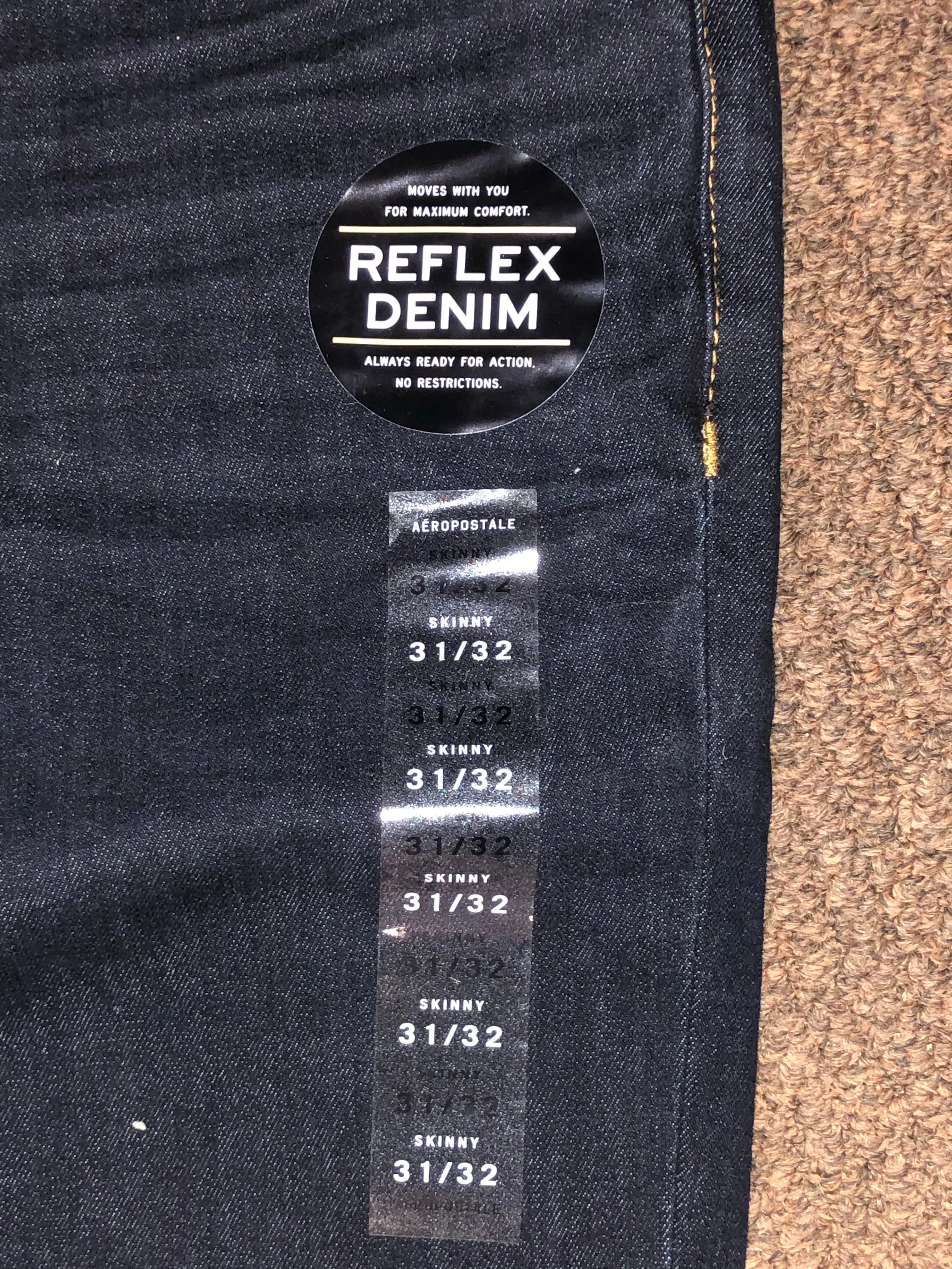 <€€* NEW Mens Aeropostale Skinny Jeans Extra Dark 31” x 32” Reflix Style 8003 Denim NWT