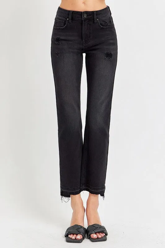 Mid Rise Ankle Straight Jeans