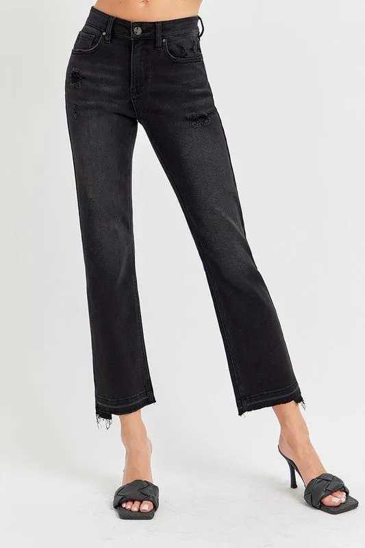 Mid Rise Ankle Straight Jeans