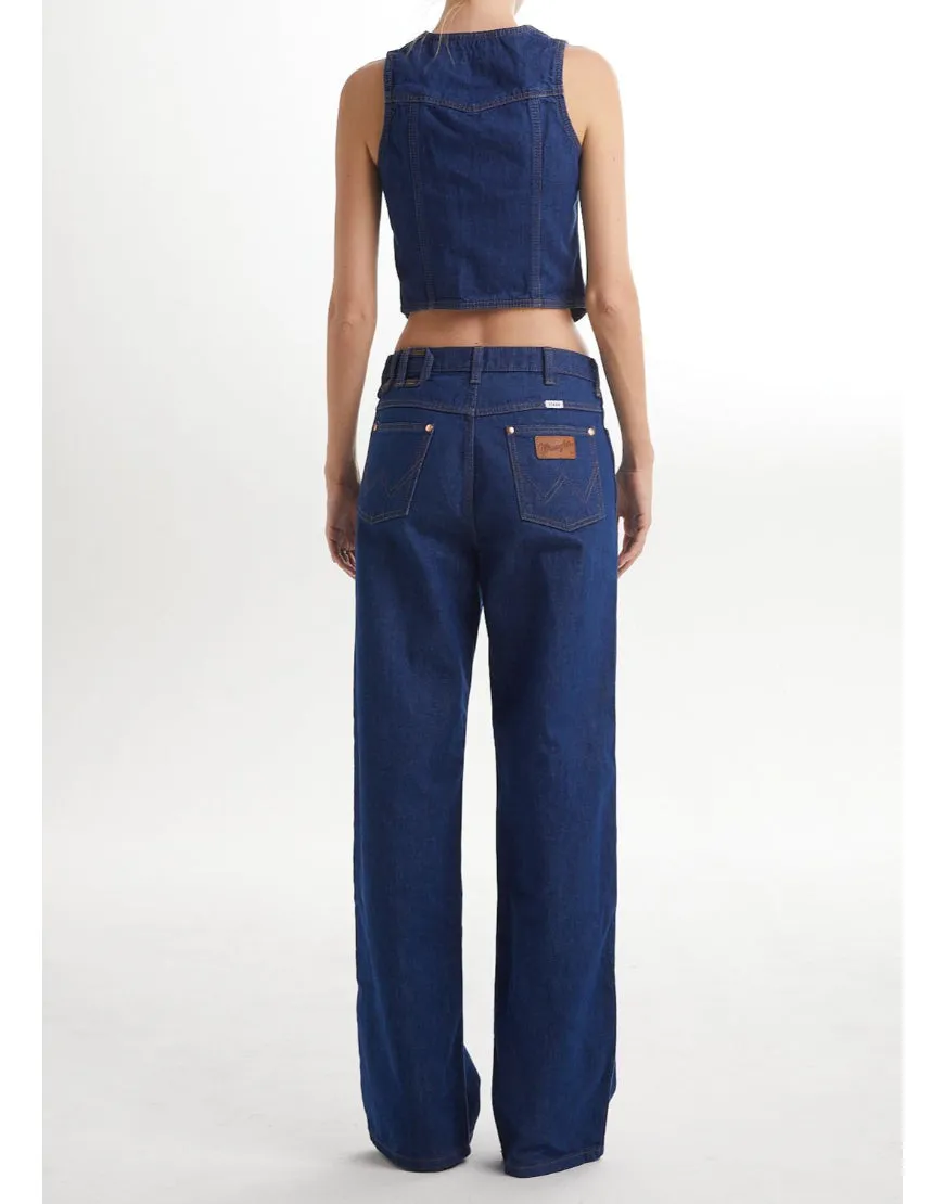 Mid Rise Wide Leg Jeans in Dark Blue