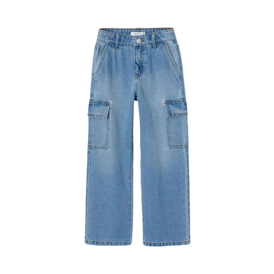 name it pantalone in jeans con tasconi da bambina 13220709 blu chiaro