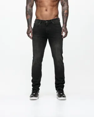 Non Ripped Slim Jeans - Washed Black