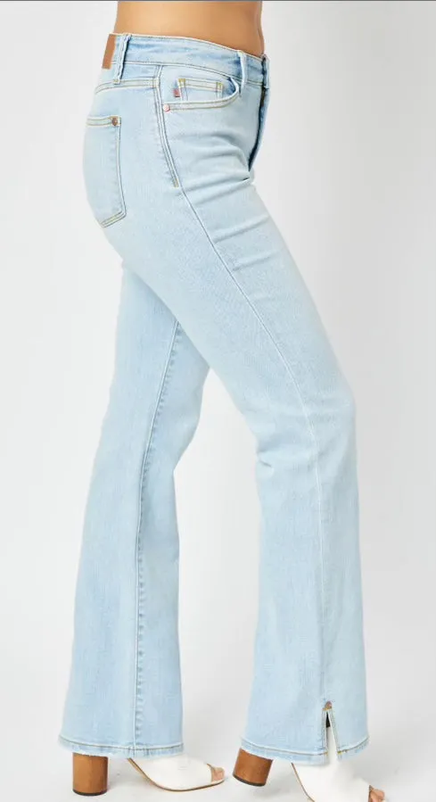 Pants - Judy Blue Mid Rise Light Slit Hem Bootcut, Plus Size