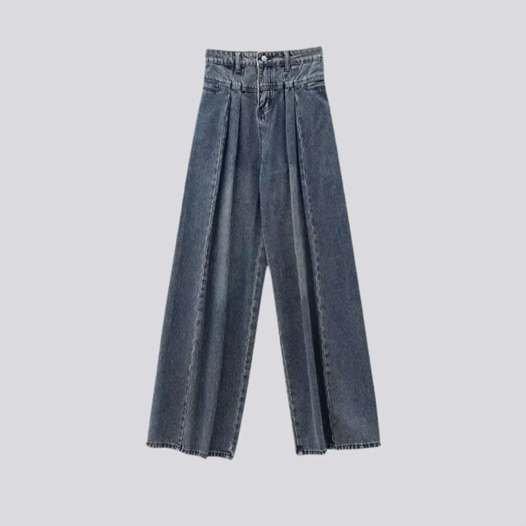 Pleated waistline fashion jeans