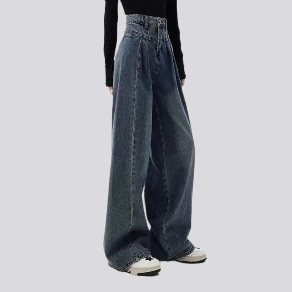 Pleated waistline fashion jeans