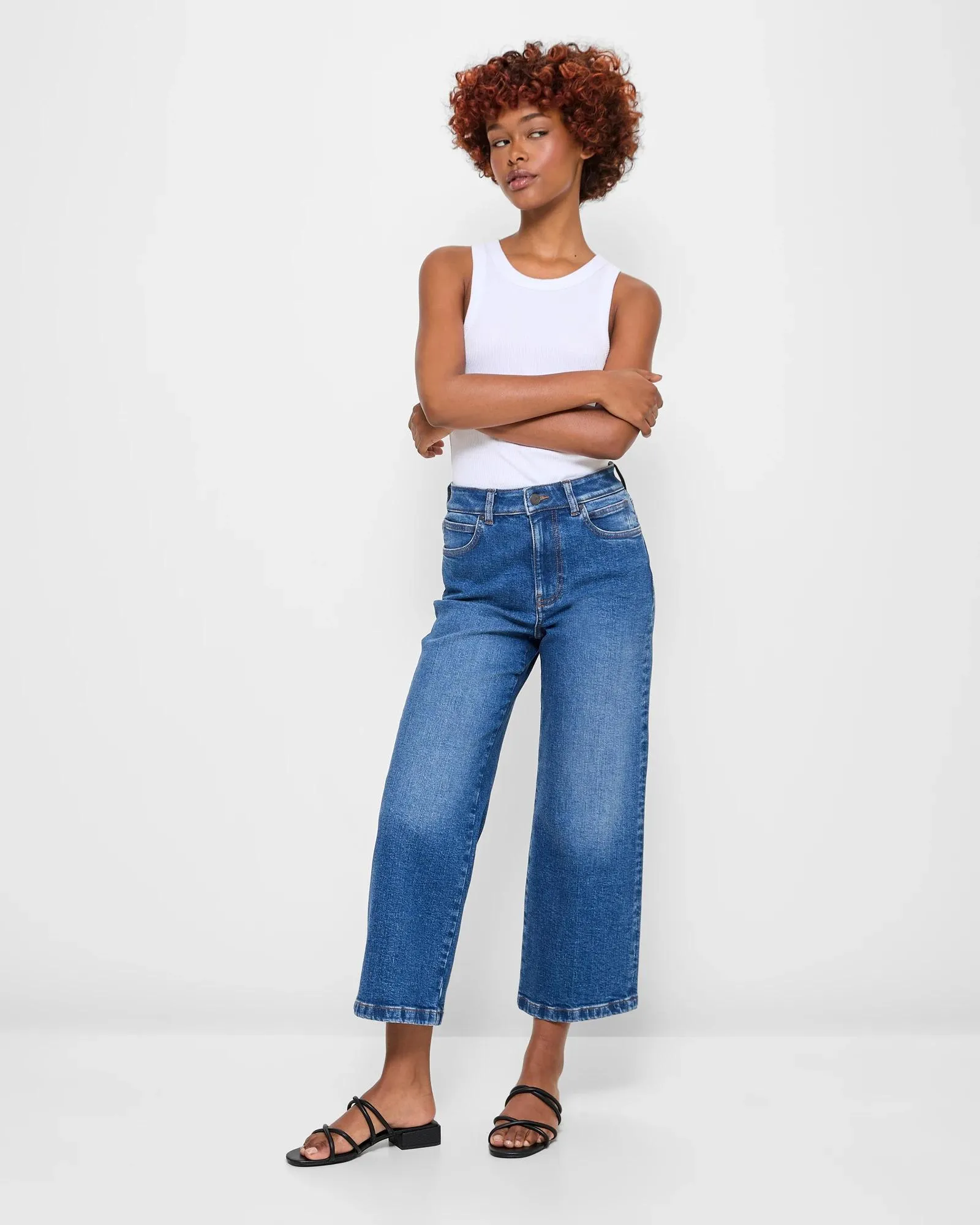 popular  Petites Crop Wide Leg Denim Jeans - Dannii Minogue