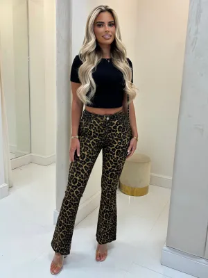 RENA LEOPARD JEAN FLARES