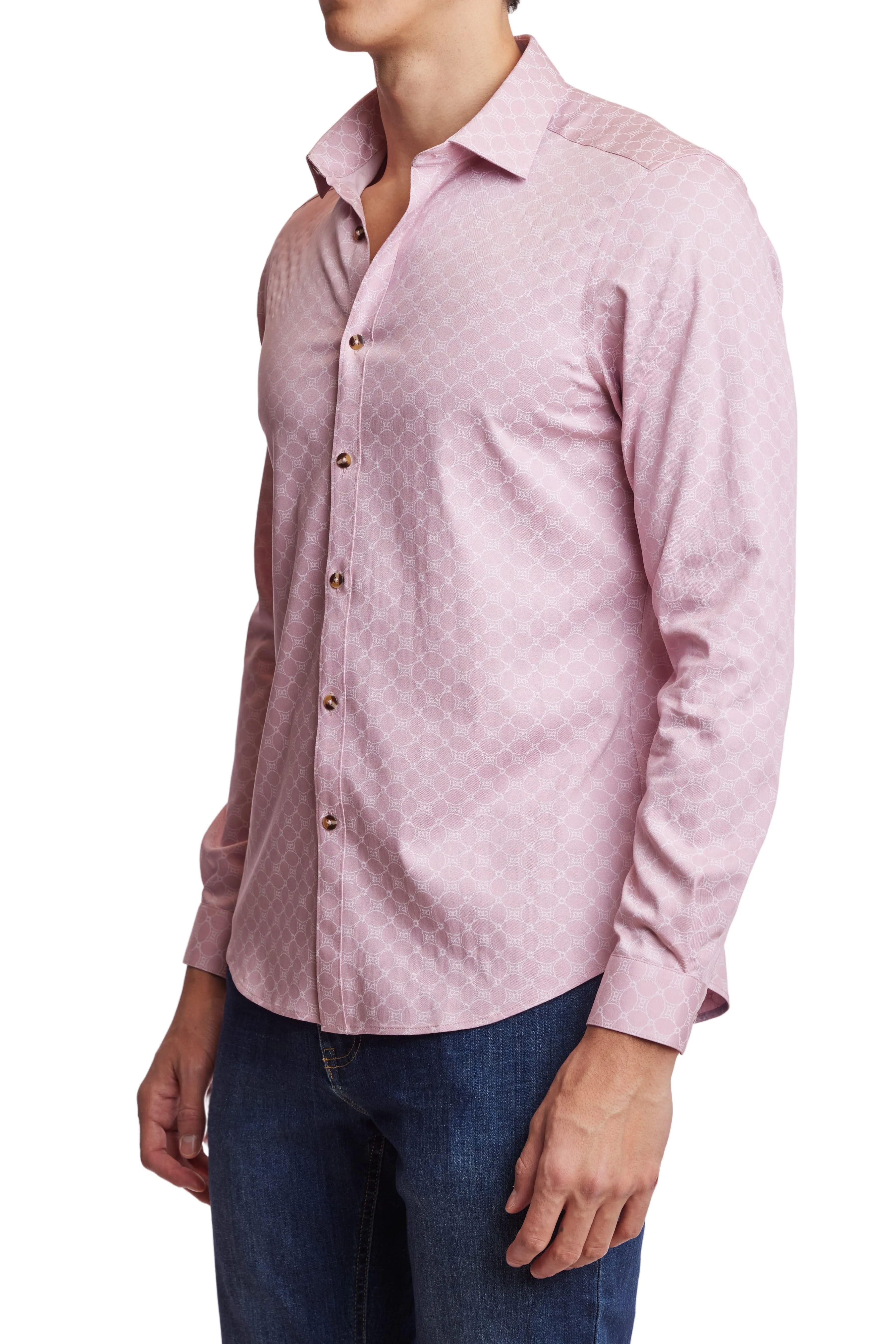 Samuel Spread Collar Shirt - Pink White