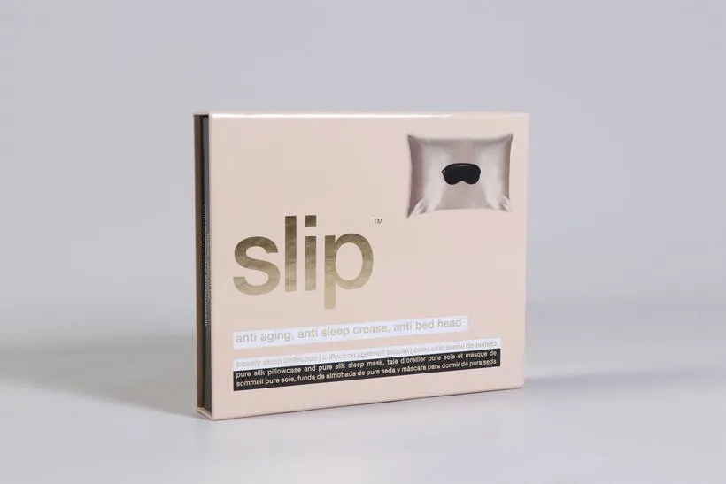 Slip Beauty Sleep Gift Set - Caramel Pillowcase   Black Sleep mask