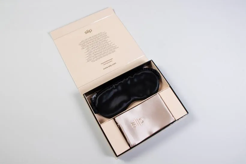 Slip Beauty Sleep Gift Set - Caramel Pillowcase   Black Sleep mask