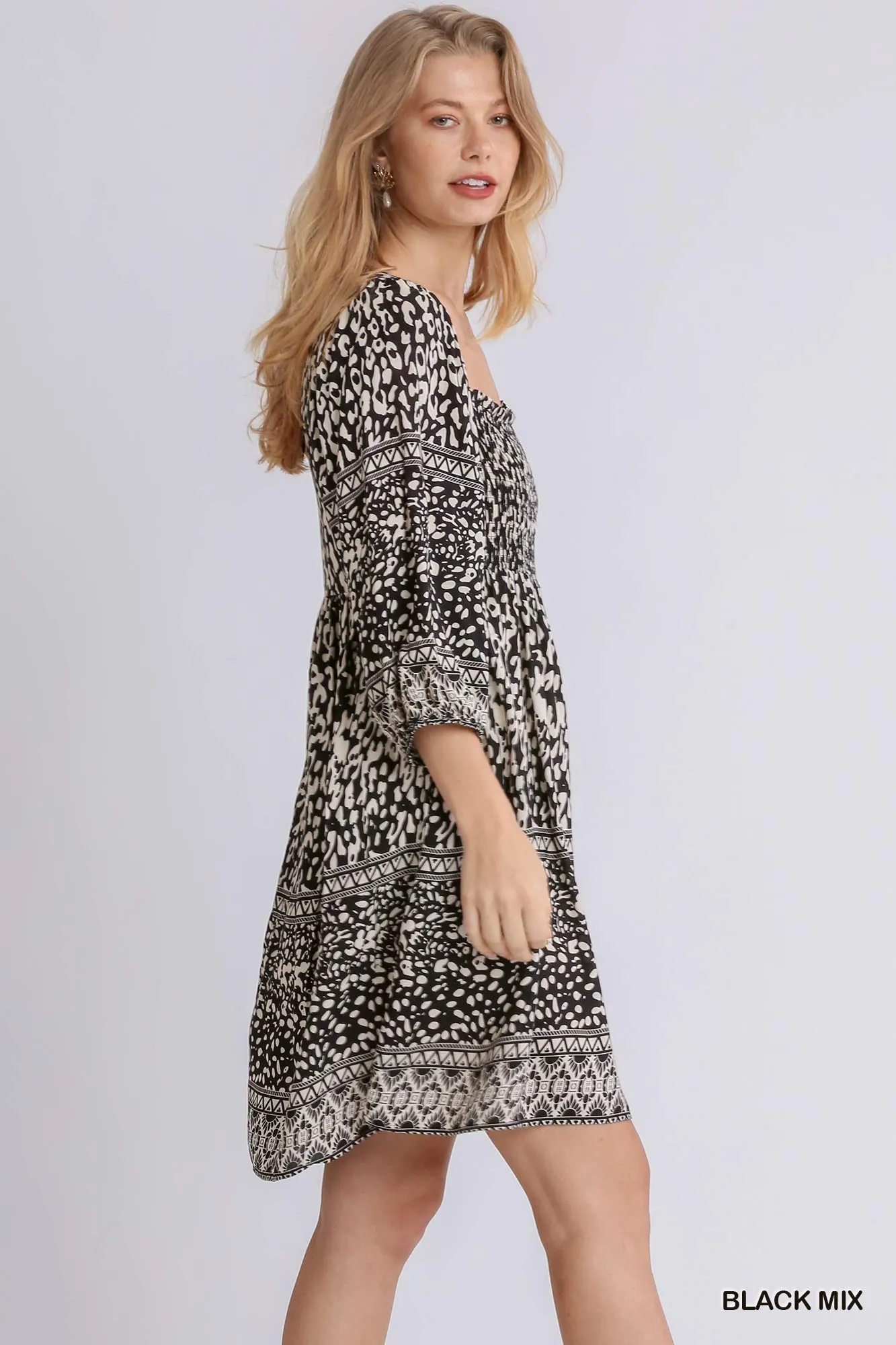 Smocked Animal Print Dress