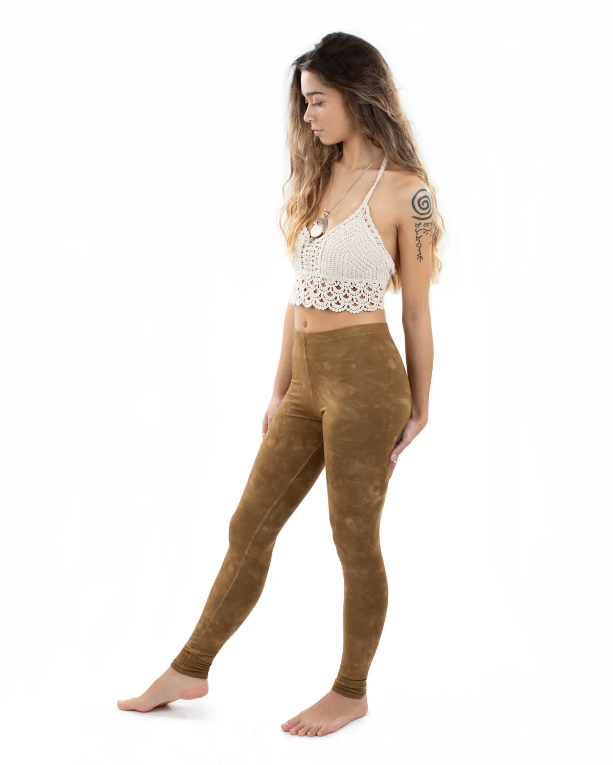 Stonewash Tie Dye Leggings Brown