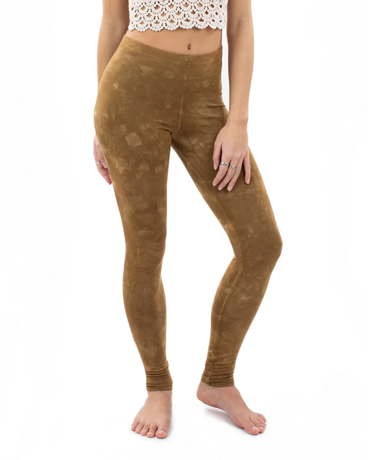 Stonewash Tie Dye Leggings Brown