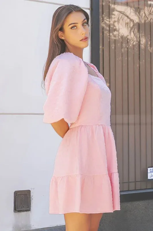 Summer Elegance Pink Babydoll Dress