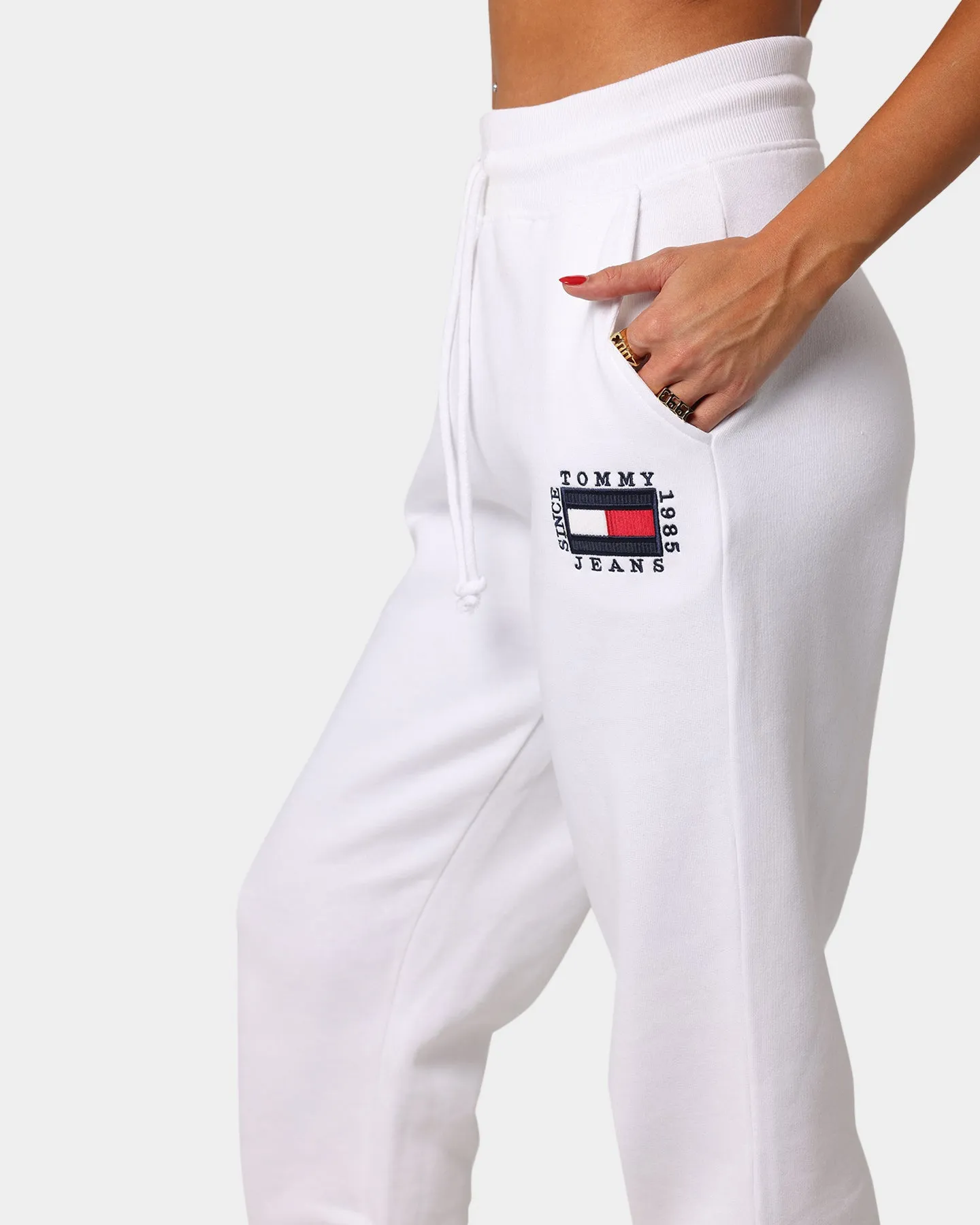 Tommy Jeans Women's Flag Slim Fit Sweat Pant White