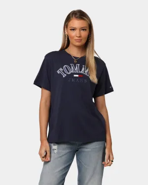 Tommy Jeans Women's Relaxed College Logo T-Shirt Twilight Navy