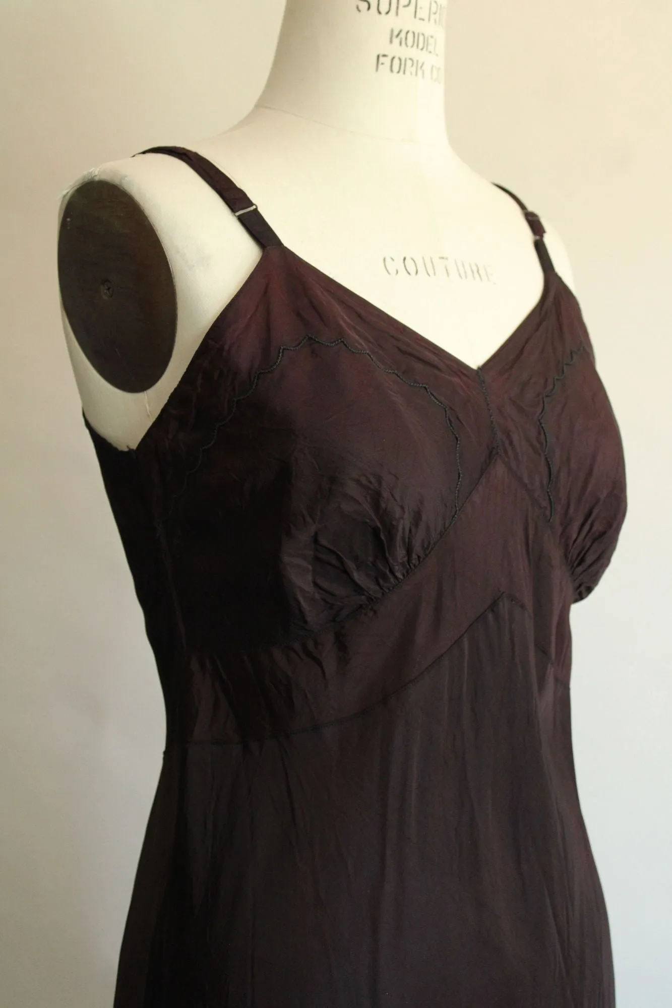 Vintage 1950s Black Charmode Full Slip by Sears Roebuck