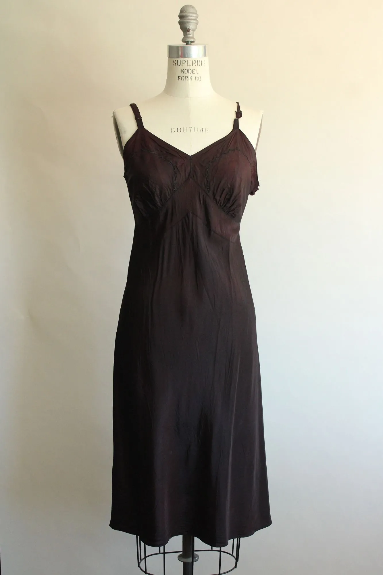 Vintage 1950s Black Charmode Full Slip by Sears Roebuck