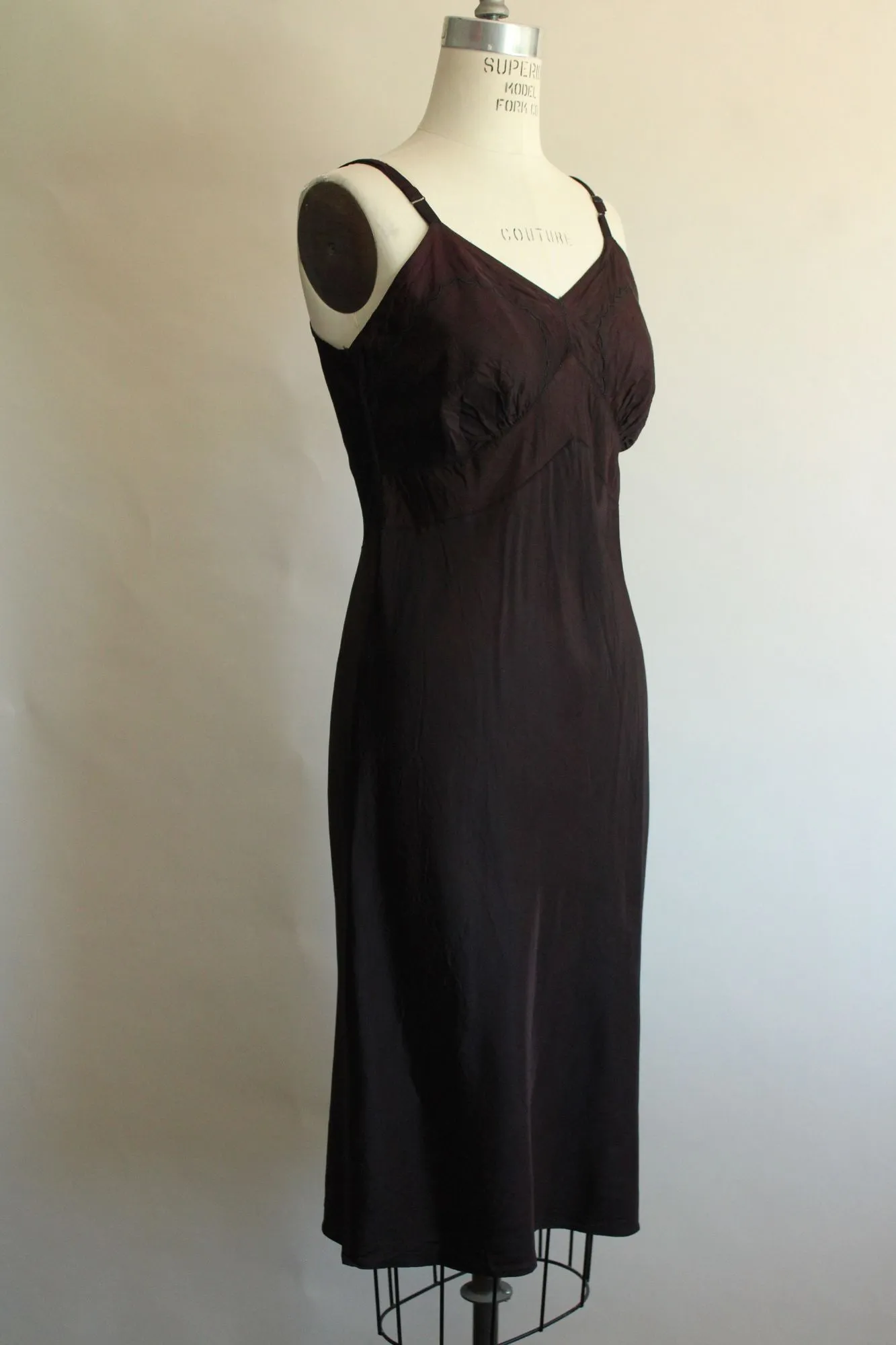 Vintage 1950s Black Charmode Full Slip by Sears Roebuck