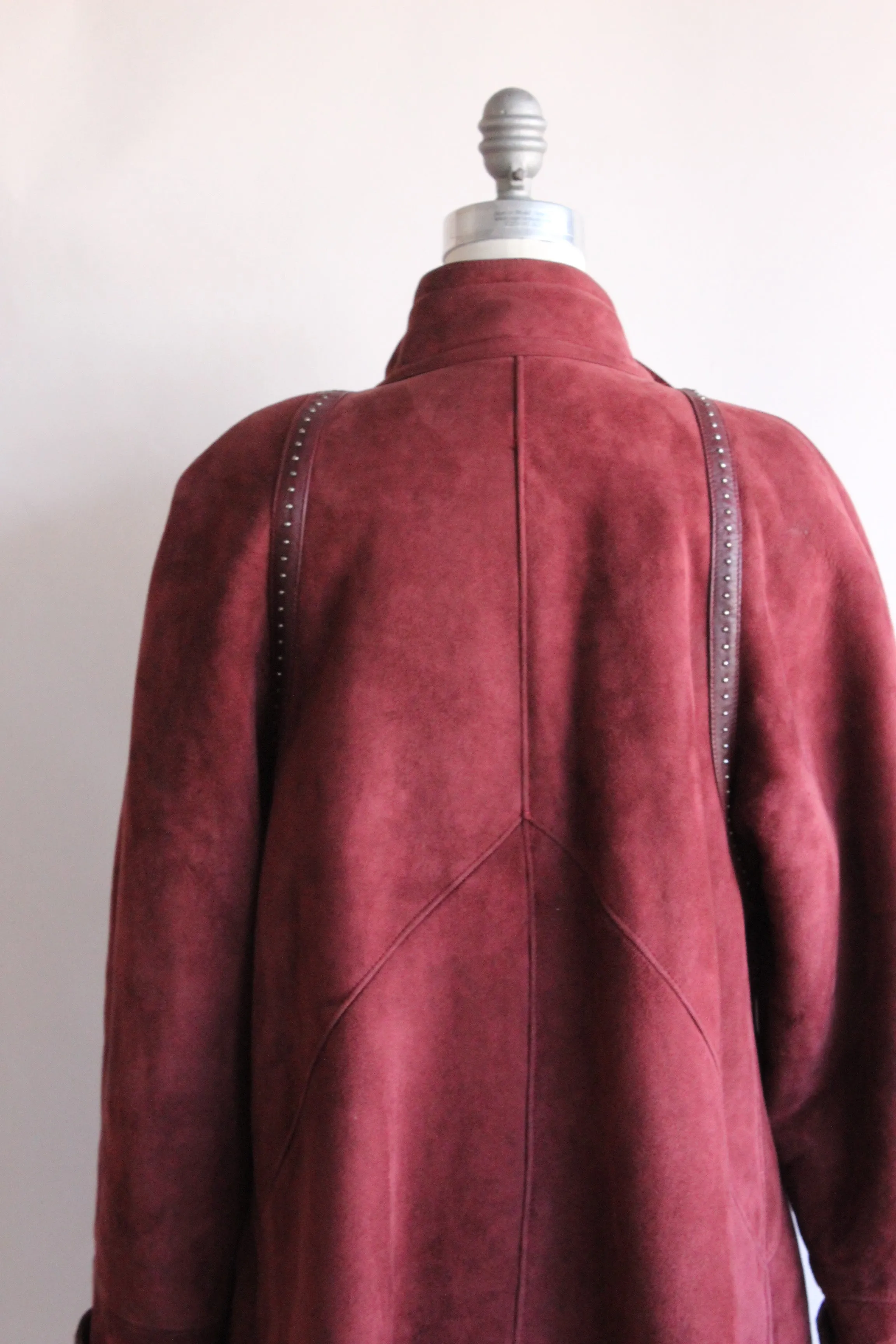 Vintage 1980s Burgundy Suede Coat