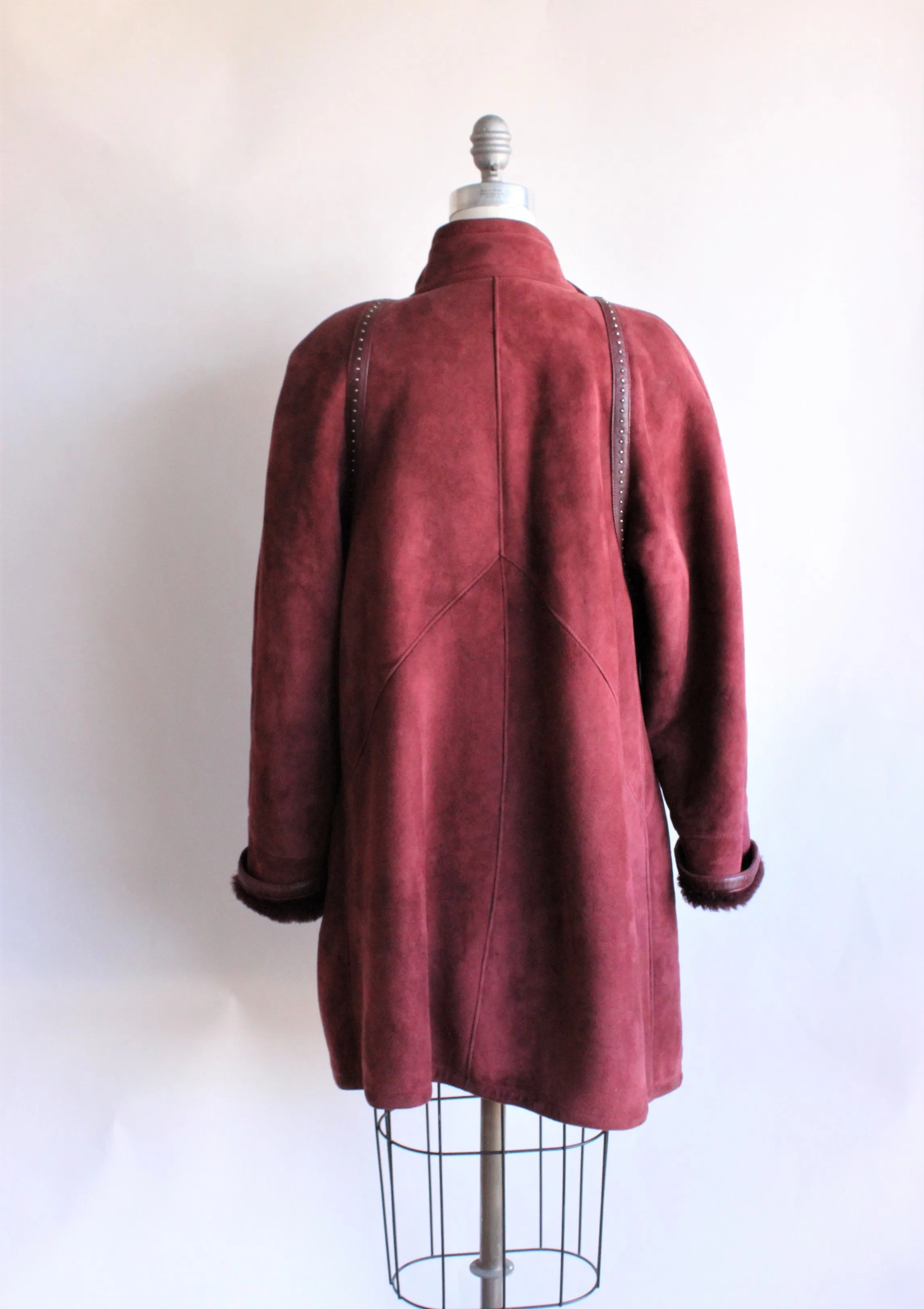 Vintage 1980s Burgundy Suede Coat